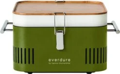 Charbon De Bois Everdure Cube - Avec Compartiment De Rangement Et Plan De Travail - Aluminium / Bois / Acier Inoxydable - Vert