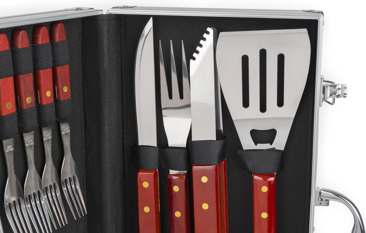 Collection BBQ Couverts De Barbecue En Acier Inoxydable Dans Un Coffret En Aluminium 4 Collection BBQ Couverts De Barbecue En Acier Inoxydable Dans Un Coffret En Aluminium – Image 4