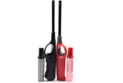 Briquet à Gaz Avec Recharge 2X Zwart Et Rouge - Rechargeable Briquet Rechargeable - Protection Enfant - Réglage De La Flamme - Indicateur De Carburant -