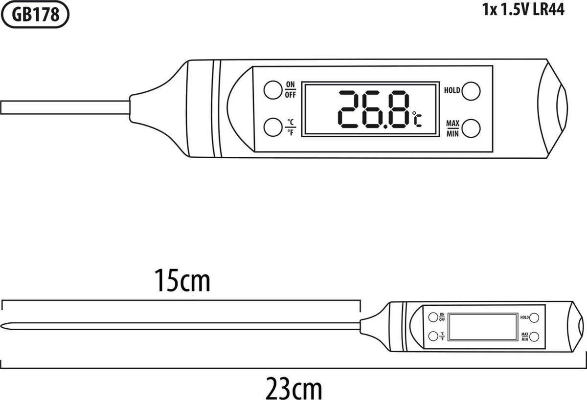 GreenBlue, - Thermomètre / Sonde Pour Aliments / Sonde Longueur 15 Cm / Plage De Température -50 Degrés C à +300 Degrés 2 GreenBlue, - Thermomètre / Sonde Pour Aliments / Sonde Longueur 15 Cm / Plage De Température -50 Degrés C à +300 Degrés – Image 2