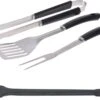 Ensemble D'outils Pour BBQ/ Barbecue 4 Pièces En Acier Inoxydable - Pinces - Fourchette - Spatule - Brosse De Nettoyage
