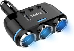 Répartiteur D'allume-cigare Yantu Avec éclairage LED 12V/24V - 3x Entrée Allume-cigare - 2x USB