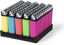 Briquet - Briquet à Gaz - Jetable - Allumage à Pierre - Avec Régulateur De Flamme - Avec Sécurité Enfant - 50 Pièces