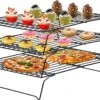 Grille De Refroidissement à 3 Niveaux, Grille à Gâteaux Empilable, Droitier, Avec Revêtement Antiadhésif, Surface De Refroidissement Extra Large Et Refroidissement Rapide, 40 X 25 Cm, 3 Niveaux