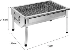 SunJas Barbecue Pique-Nique Barbecue à Charbon De Bois En Acier Inoxydable Petit Grill Barbecue De Camping Portable Grilles Amovibles Pour Fête De Jardin En Outdoor Etc (40 X 28 X 21,5 Cm) -Grill Feu Maison 1200x855