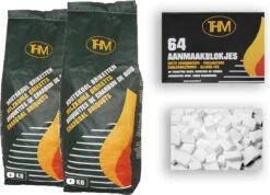 Briquettes De Charbon De Bois De 4 KG Avec Allume-feu 64 Pièces - Barbecue - BBQ - 4x 2 = 8KG Pièces