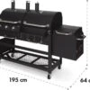 Klarstein Kingsville Double - Combi Fumoir à Charbon & Barbecue à Gaz 13,5kW - 3+1 Brûleurs - 2 Surfaces De Barbecue En Fonte