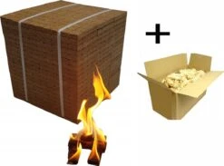 Allume-feu Écologique VALUE BOX 2400 Pièces + 1 Kg Laine De Bois Briquet Copeaux Et Cire Naturelle Et Résine D'arbre