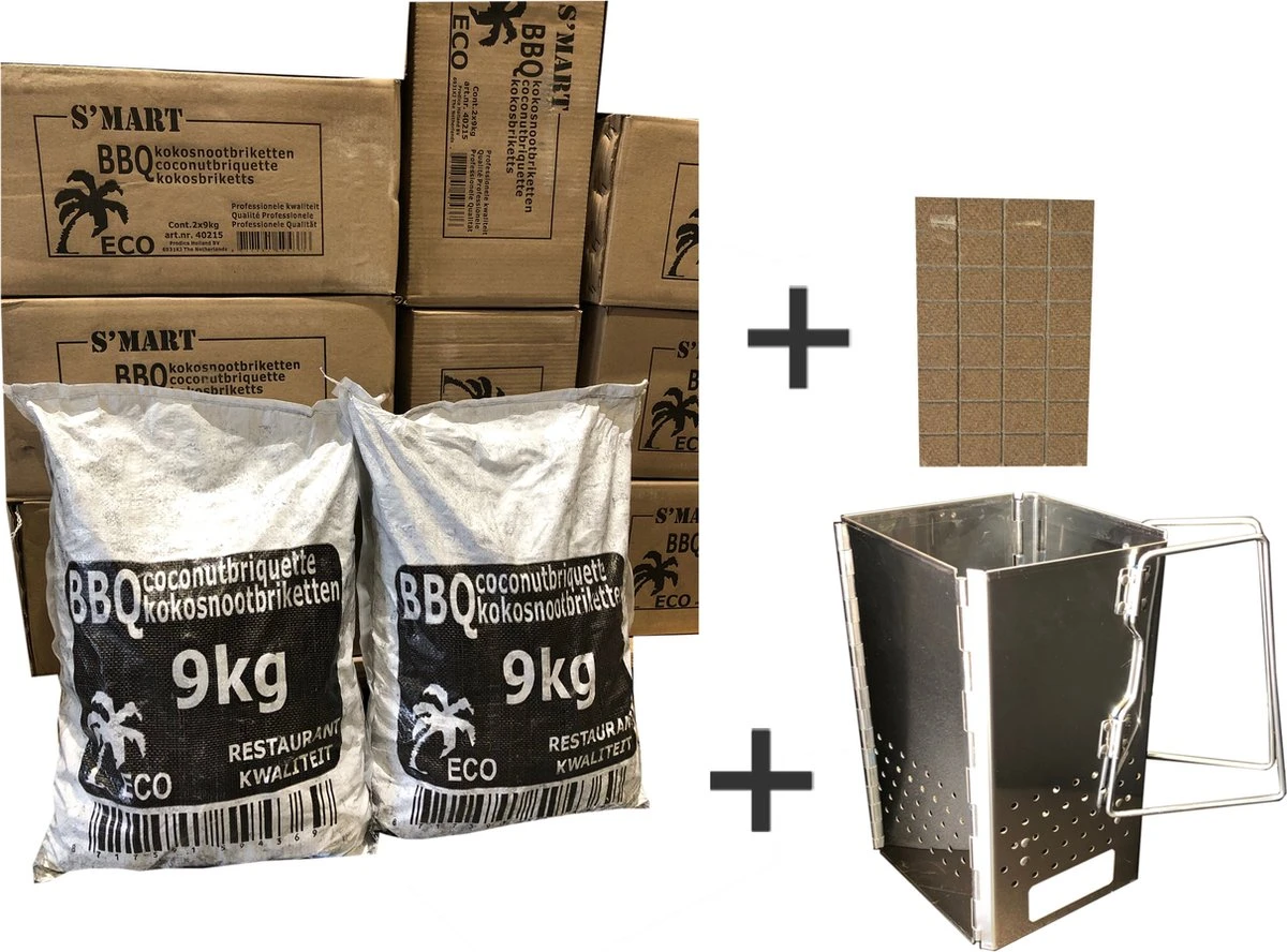 Briquettes De Noix De Coco 2x9kg S'MART + Allume-feu Gratuits + Allume-feu Pliable, Emballage Avantageux, S'MART, Briquettes De Coco, Briquettes De Noix De Coco Avec Allume-feu Gratuits Et Allume-feu Pliant 1 Briquettes De Noix De Coco 2x9kg S'MART + Allume-feu Gratuits + Allume-feu Pliable, Emballage Avantageux, S'MART, Briquettes De Coco, Briquettes De Noix De Coco Avec Allume-feu Gratuits Et Allume-feu Pliant