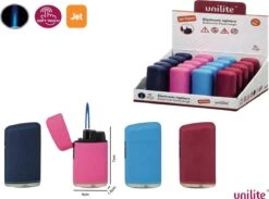 Briquets Jet Flame Unilite - Briquet Turbo - 20 Pièces En Présentoir - 4 Ass. Couleur Soft - Briquets Soft Au Toucher