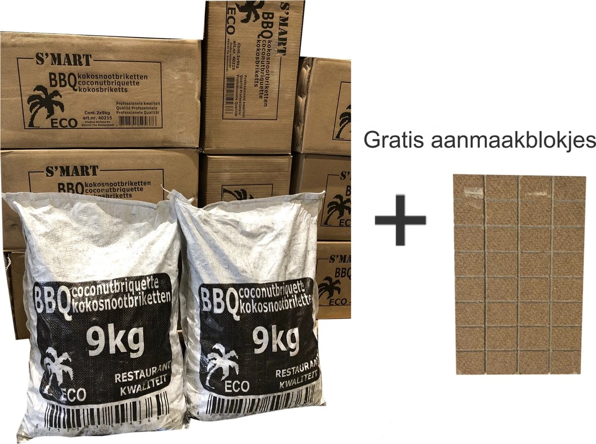 Coco S'MART Briquettes 2 X 9 Kg Emballage Avantage, Briquettes Coco, Briquettes De Noix De Coco 1 Coco S'MART Briquettes 2 X 9 Kg Emballage Avantage, Briquettes Coco, Briquettes De Noix De Coco