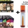100x Briquets Rechargeables - Unilite - Briquet Clic De Haute Qualité - Imprimé Chien/chiot - Avec 2x Bouteilles De Gaz