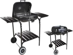EASTWALL Charcoal Grill Barbecue XL - Barbecue Avec Table D'appoint - Barbecue à Charbon Mobile - Incl. Outils Et Ventilateur Pour Barbecue - 97,5x46,5x82 Cm - Acier Inoxydable - Noir -Grill Feu Maison 1200x898 7