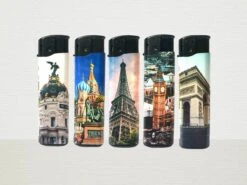 100x Briquets Rechargeables - Unilite - Briquet Clic De Haute Qualité - Avec Monuments Et Impression De Guitare Musicale - Avec 2x Bouteilles De Gaz -Grill Feu Maison 1200x899 92