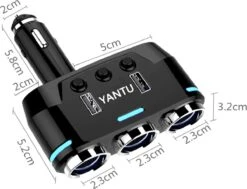 Répartiteur D'allume-cigare Yantu Avec éclairage LED 12V/24V - 3x Entrée Allume-cigare - 2x USB -Grill Feu Maison 1200x919 2