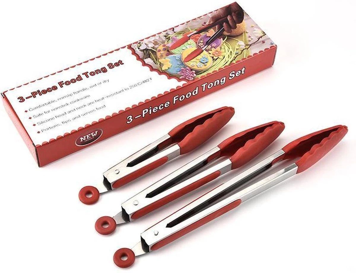 Kitchen4you BBQ Tongs - Pinces à Viande - Pinces De Cuisine - Pinces De Service - Jeu De Pinces 3 Pièces 3 Kitchen4you BBQ Tongs - Pinces à Viande - Pinces De Cuisine - Pinces De Service - Jeu De Pinces 3 Pièces – Image 3