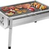 SunJas Barbecue Pique-Nique Barbecue à Charbon De Bois En Acier Inoxydable Petit Grill Barbecue De Camping Portable Grilles Amovibles Pour Fête De Jardin En Outdoor Etc (40 X 28 X 21,5 Cm)