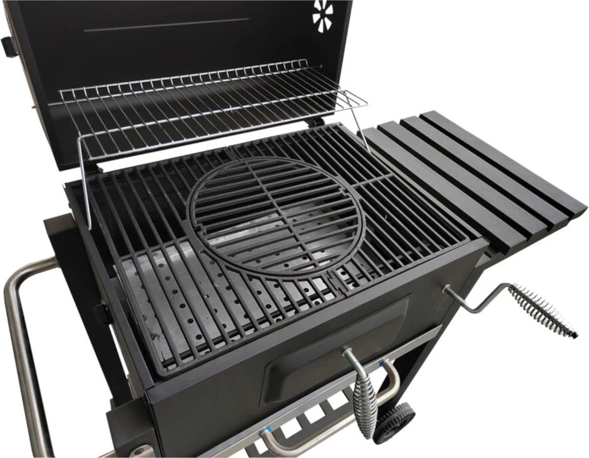 Blaupunkt GC601 Chariot à Barbecue Grille Pour Barbecue Grill à Charbon Thermomètre Dans Le Couvercle Tablette Latérale Fonte Surface Du Gril 57,2 X 32 Cm 4 Blaupunkt GC601 Chariot à Barbecue Grille Pour Barbecue Grill à Charbon Thermomètre Dans Le Couvercle Tablette Latérale Fonte Surface Du Gril 57,2 X 32 Cm – Image 4
