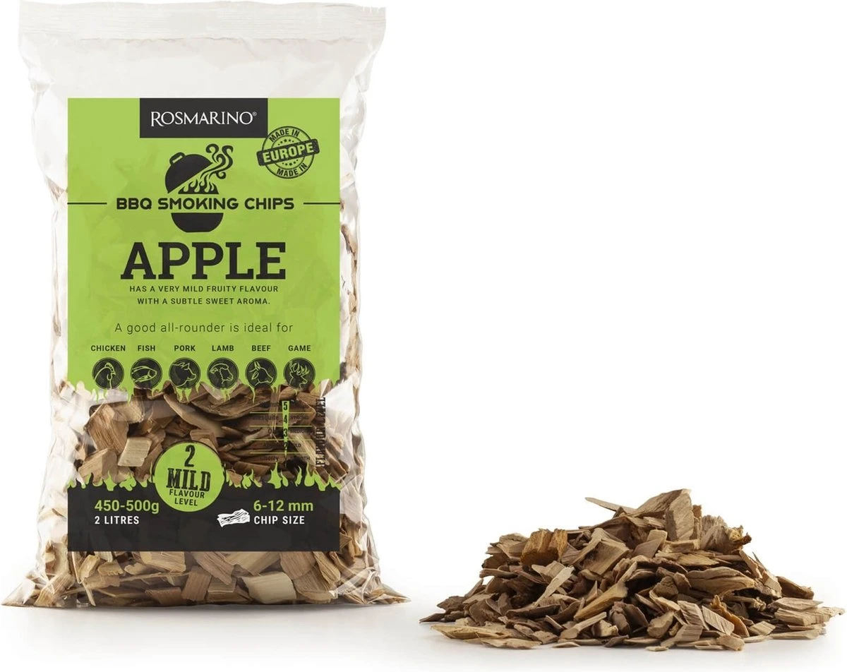 Rosmarino Blacksmith 4-pack Copeaux De Fumée - Pomme - Accessoires BBQ - Bois De Fumage - Snippers De Bois - Barbecue - 4x 500 Grammes 6 Rosmarino Blacksmith 4-pack Copeaux De Fumée - Pomme - Accessoires BBQ - Bois De Fumage - Snippers De Bois - Barbecue - 4x 500 Grammes – Image 6