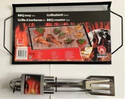 Ensemble BBQ : Barbecue + 3 Accessoires Pour Barbecue : Spatule, Pince Et Fourchette