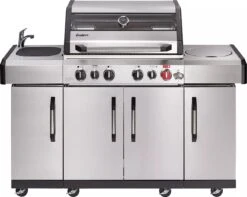 Barbecue à Gaz Enders Kansas II Pro 4 SIK Profi Turbo - 85 Kg - Dimensions 153 × 64 × 118 Cm - 4 Brûleurs Principaux + Brûleur Latéral + Brûleur Arrière