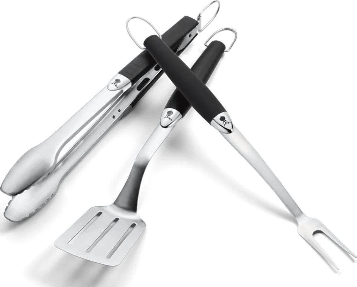 Ensemble D'outils Pour Barbecue Weber, 3 Pièces, Acier Inoxydable, Noir 1 Ensemble D'outils Pour Barbecue Weber, 3 Pièces, Acier Inoxydable, Noir