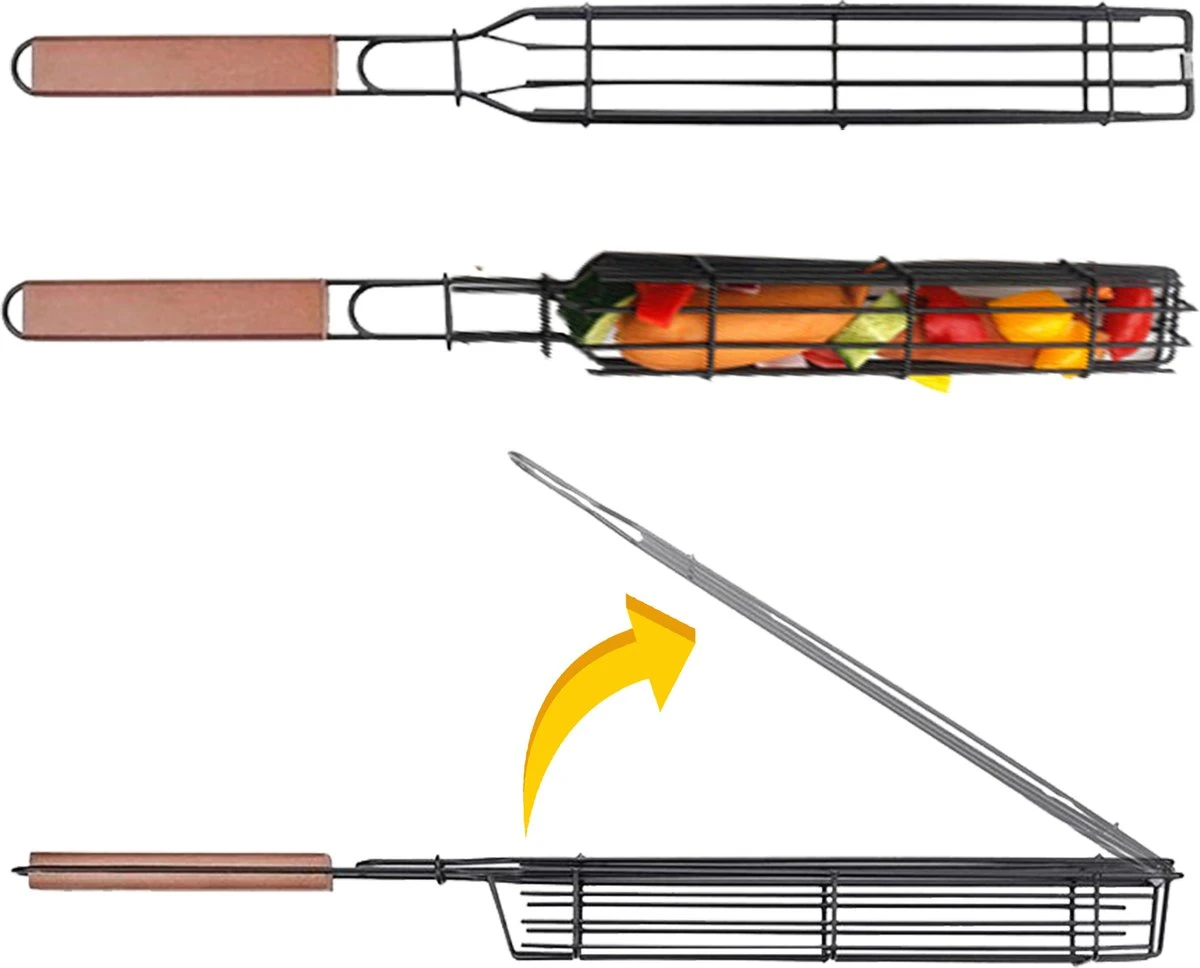 PROKING BBQ Grill Rack Clamp Basket - Accessoires Barbecue - Viande - Poisson - Vega - Set De 2 Pièces 1 PROKING BBQ Grill Rack Clamp Basket - Accessoires Barbecue - Viande - Poisson - Vega - Set De 2 Pièces