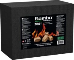Emballage Samba Combi - 384 Allume-feu Dans Un Carton Extérieur Et 2 Kg. Laine De Bois Copeaux De Briquet -Grill Feu Maison 1200x974 2