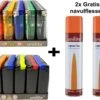 Click Lighters - 100 Pièces - Briquet électronique Unilite - Briquet Rechargeable + 2 Bouteilles De Gaz Gratuites