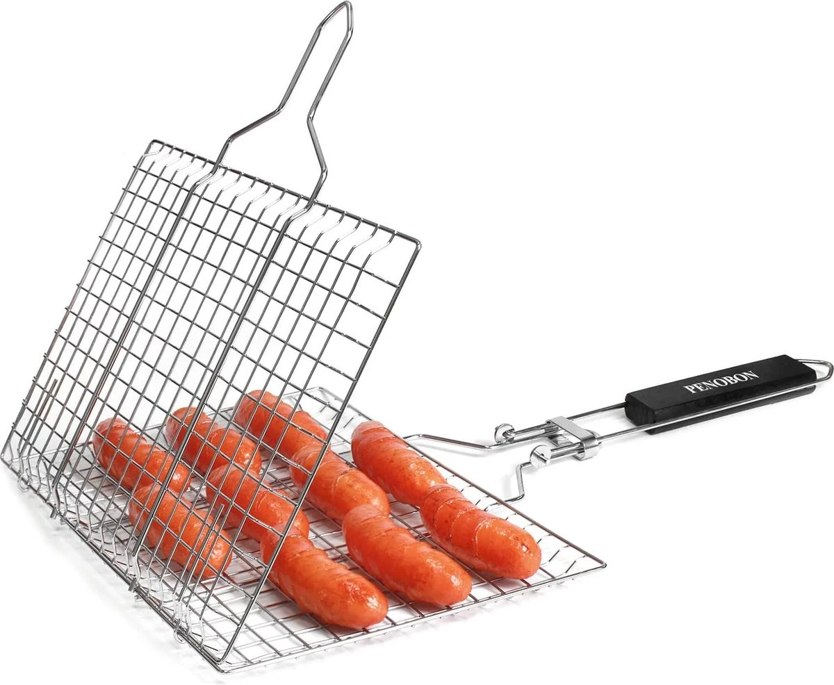 Penobon Fisch-Grillkorb, Faltbar, Tragbarer Edelstahl-Grillkorb Für Fischgemüse, Garnelen Mit Abnehmbarem Griff, Mit Backpinsel Und Aufbewahrungstasche (Type 1) 2 Penobon Fisch-Grillkorb, Faltbar, Tragbarer Edelstahl-Grillkorb Für Fischgemüse, Garnelen Mit Abnehmbarem Griff, Mit Backpinsel Und Aufbewahrungstasche (Type 1) – Image 2