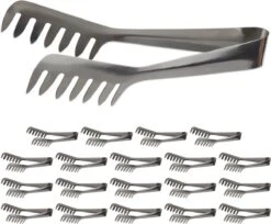 Relaxdays 20x Pinces De Service En Acier Inoxydable - Pinces à Spaghetti - Pinces à Salade - Pinces à Pâtes - Inoxydable