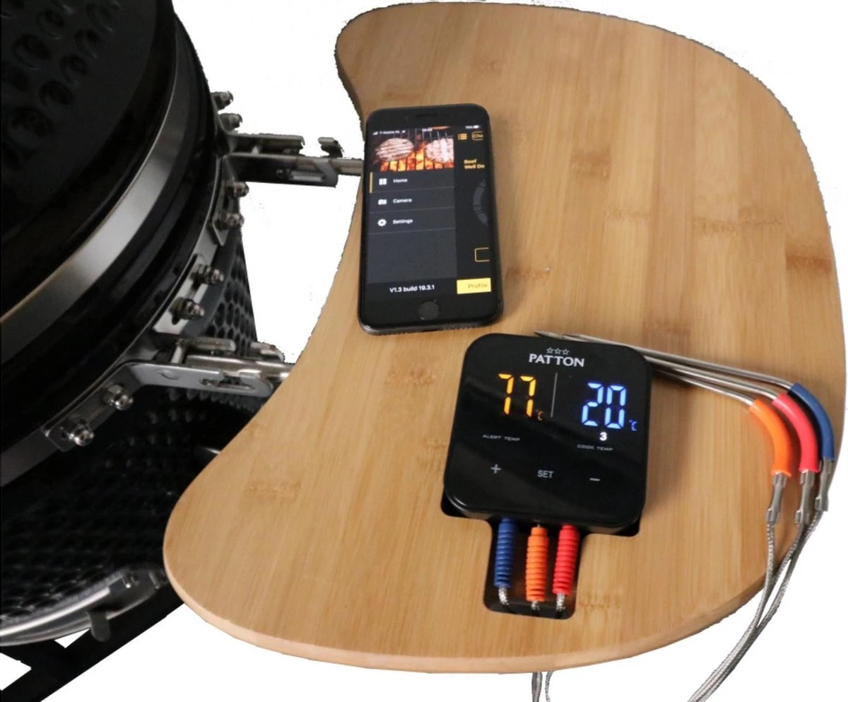 Patton - Kamado 16 - Premium Black - Barbecue En Céramique - Avec Indicateur De Température à Cœur Bluetooth - éclairage LED - Moyen - Complet - Noir 9 Patton - Kamado 16 - Premium Black - Barbecue En Céramique - Avec Indicateur De Température à Cœur Bluetooth - éclairage LED - Moyen - Complet - Noir – Image 9