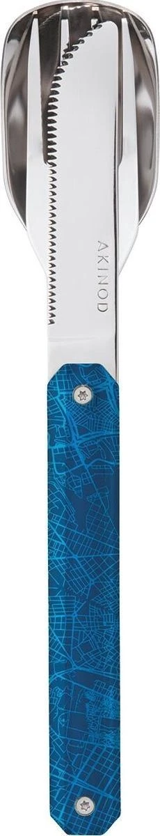 Couverts De Couverts De Camping Akinod 18 X 3,3 Cm Inox Argent/ Bleu 3 Pièces