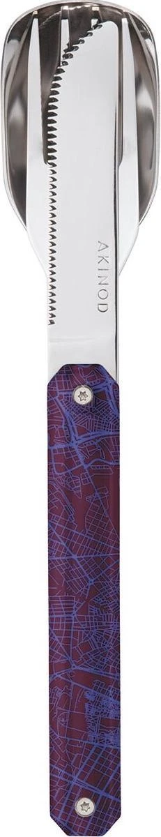 Couverts De Couverts De Camping Akinod 18 X 3,3 Cm Inox Argent/ Violet 3 Pièces