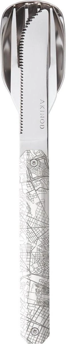 Couverts De Couverts De Camping Akinod 18 X 3,3 Cm Inox Argent/ Blanc 3 Pièces