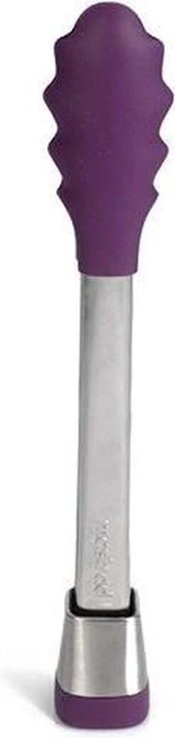 Pince De Cuisine Mastrad - Acier Inoxydable - Mâchoire En Silicone - Dans Le Support - 28 Cm - Violet