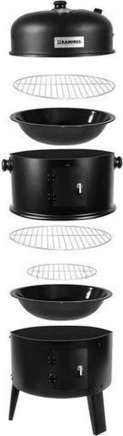 Barbecue Fumeur - BBQ Charbon De Bois - Fumeur Barbecue - Fumeur Barbecue - Fumeur - Four à Grill - Fumeur à Grill - Barbecue De Jardin 3en1 - Fumeur Barbecue - Fumeur Barbecook XL - Couvercle Avec Thermomètre - Zwart - 45x80cm -Grill Feu Maison 338x1200 1