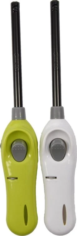 Paquet De 2 X Briquets BBQ Rechargeables| Une Qualité |Protection Enfant/Serrure Enfant Vert/ Wit 26 Cm