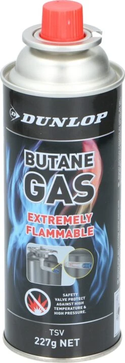 Dunlop 1x Recharge Emballage Gaz Réchaud Bouteille Gaz Butane - 227 Grammes - Recharge Bidon Gaz