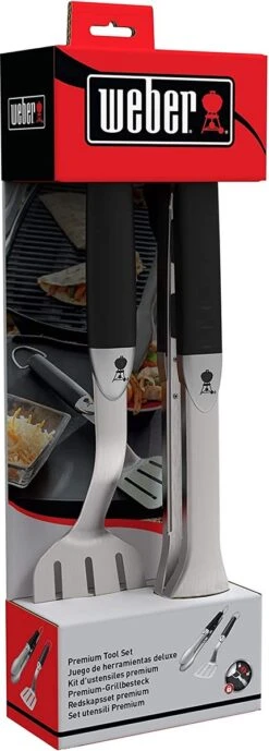Weber 6645 Couverts Grill Compact 2 Pièces, Pince Et Spatule, Acier Inoxydable, Noir -Grill Feu Maison 430x1200