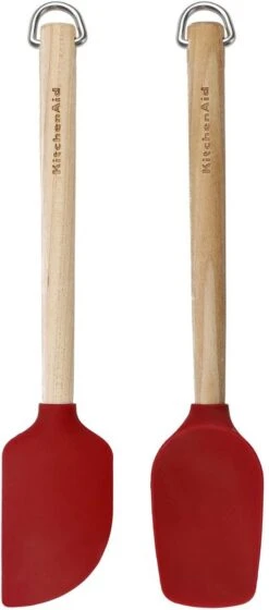 KitchenAid Ensemble De Spatules Core Imperial Red Birch Wood 2 Pièces