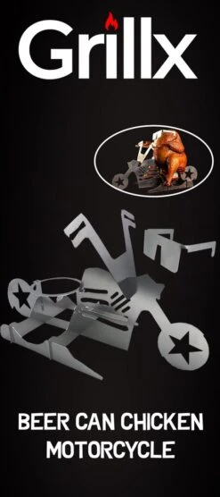 Support De Poulet Pour Canette De Bière GrillX - Moto - Accessoires De BBQ - Poulet à Bière - Outils De Barbecue -Grill Feu Maison 533x1200