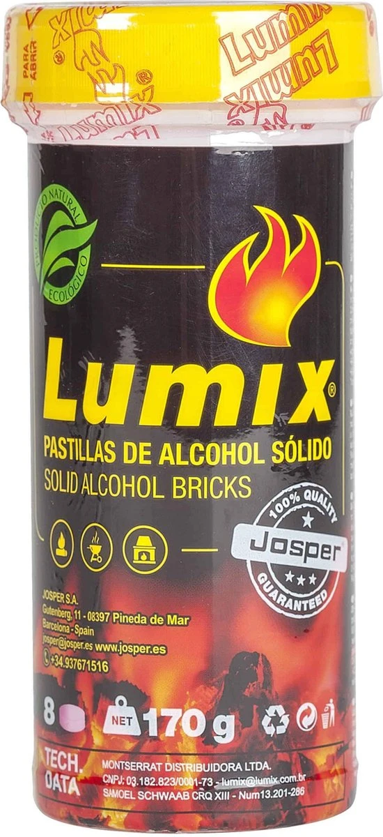 Josper Lumix – Pastilles Alcoolisées Compactes Et écologiques, Pâte à Mélanger 24 Tubes De 8 Pastilles 1 Josper Lumix – Pastilles Alcoolisées Compactes Et écologiques, Pâte à Mélanger 24 Tubes De 8 Pastilles