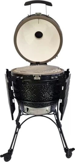 Obelix Kamado Large - 22 Pouces - Zwart - Avec Poseur De Plaque - Feutre En Fibre De Verre - Système D'ouverture / Fermeture - Precision Top-Vent -Grill Feu Maison 560x1200