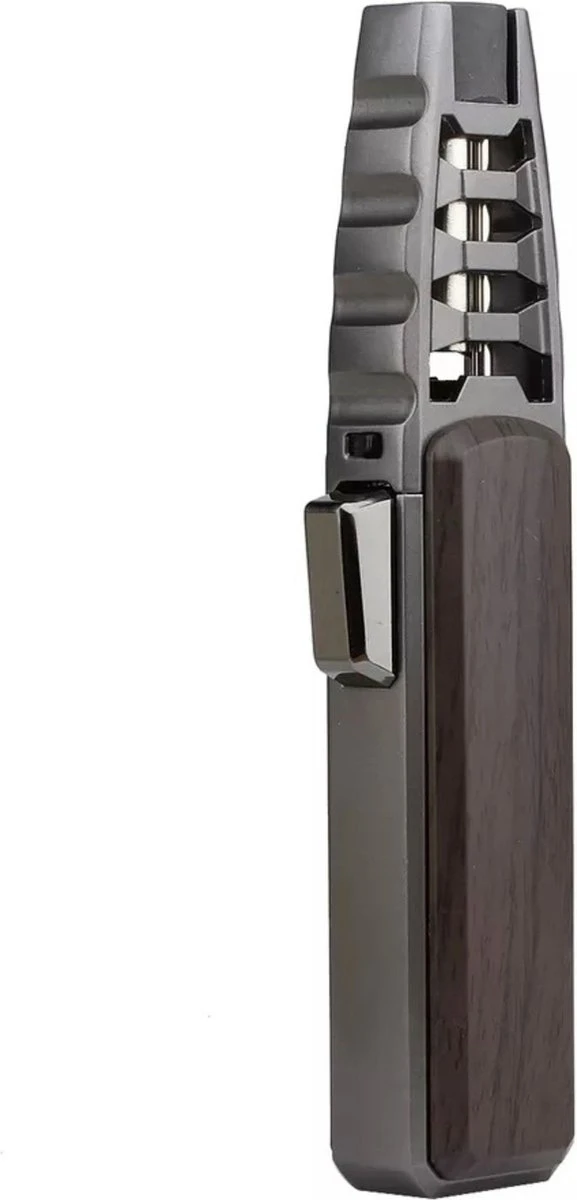 Briquet Super Turbo Jetflame - Brûleur à Gaz - Torch De Feu D'artifice - Brander à Crème Brûlée - BBQ Et Allume-cigare - Coupe-vent - Bois De Noyer Avec Boîtier En Métal Gris 3 Briquet Super Turbo Jetflame - Brûleur à Gaz - Torch De Feu D'artifice - Brander à Crème Brûlée - BBQ Et Allume-cigare - Coupe-vent - Bois De Noyer Avec Boîtier En Métal Gris – Image 3