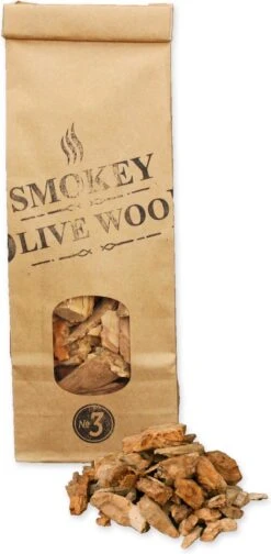 Smokey Olive Wood - Copeaux De Bois - Bois D' Olivier- 500ml - Copeaux De Grande Taille ø 2cm-3cm -Grill Feu Maison 588x1200