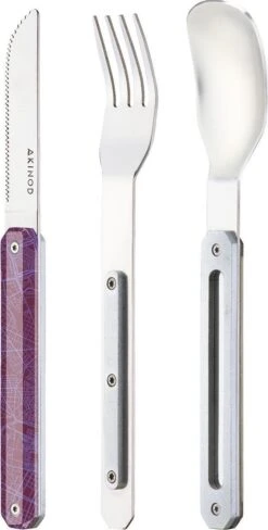 Couverts De Couverts De Camping Akinod 18 X 3,3 Cm Inox Argent/ Violet 3 Pièces -Grill Feu Maison 607x1200 2