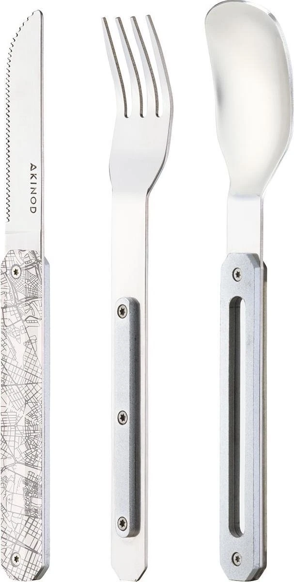 Couverts De Couverts De Camping Akinod 18 X 3,3 Cm Inox Argent/ Blanc 3 Pièces 3 Couverts De Couverts De Camping Akinod 18 X 3,3 Cm Inox Argent/ Blanc 3 Pièces – Image 3