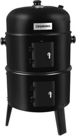 Barbecue Fumeur - BBQ Charbon De Bois - Fumeur Barbecue - Fumeur Barbecue - Fumeur - Four à Grill - Fumeur à Grill - Barbecue De Jardin 3en1 - Fumeur Barbecue - Fumeur Barbecook XL - Couvercle Avec Thermomètre - Zwart - 45x80cm