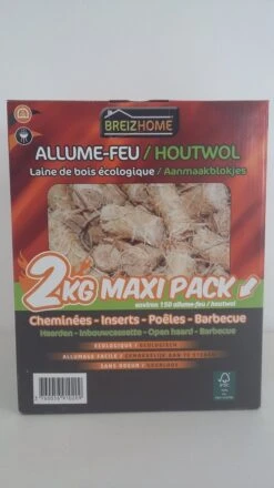 Breizhome Laine De Bois Allume-feu / Copeaux D'allume-feu - Maxipack Environ 150 Pièces 2kg - Allume-feu FSC® - BBQ & Cheminée -Grill Feu Maison 674x1200